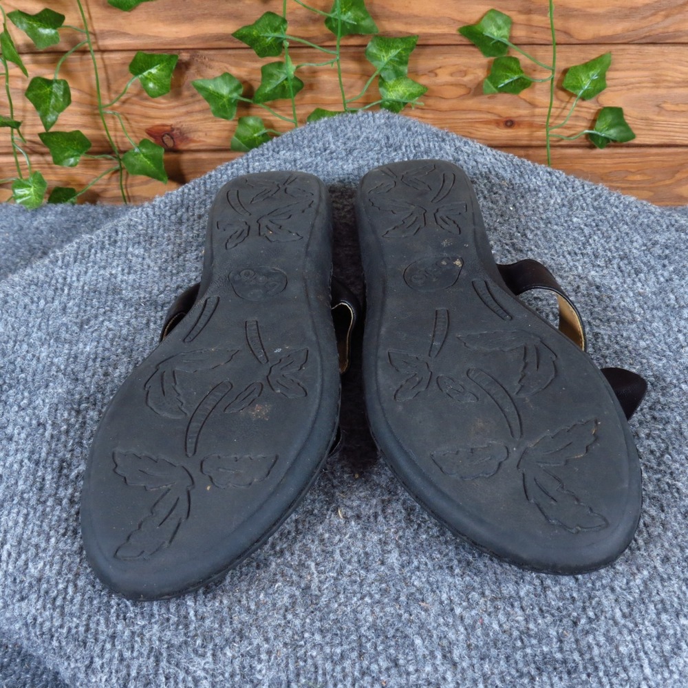 Bolo Women Thong Sandals Size 10 Casual Comfort Flower Embellished Black Slides - Picture 6 of 6
